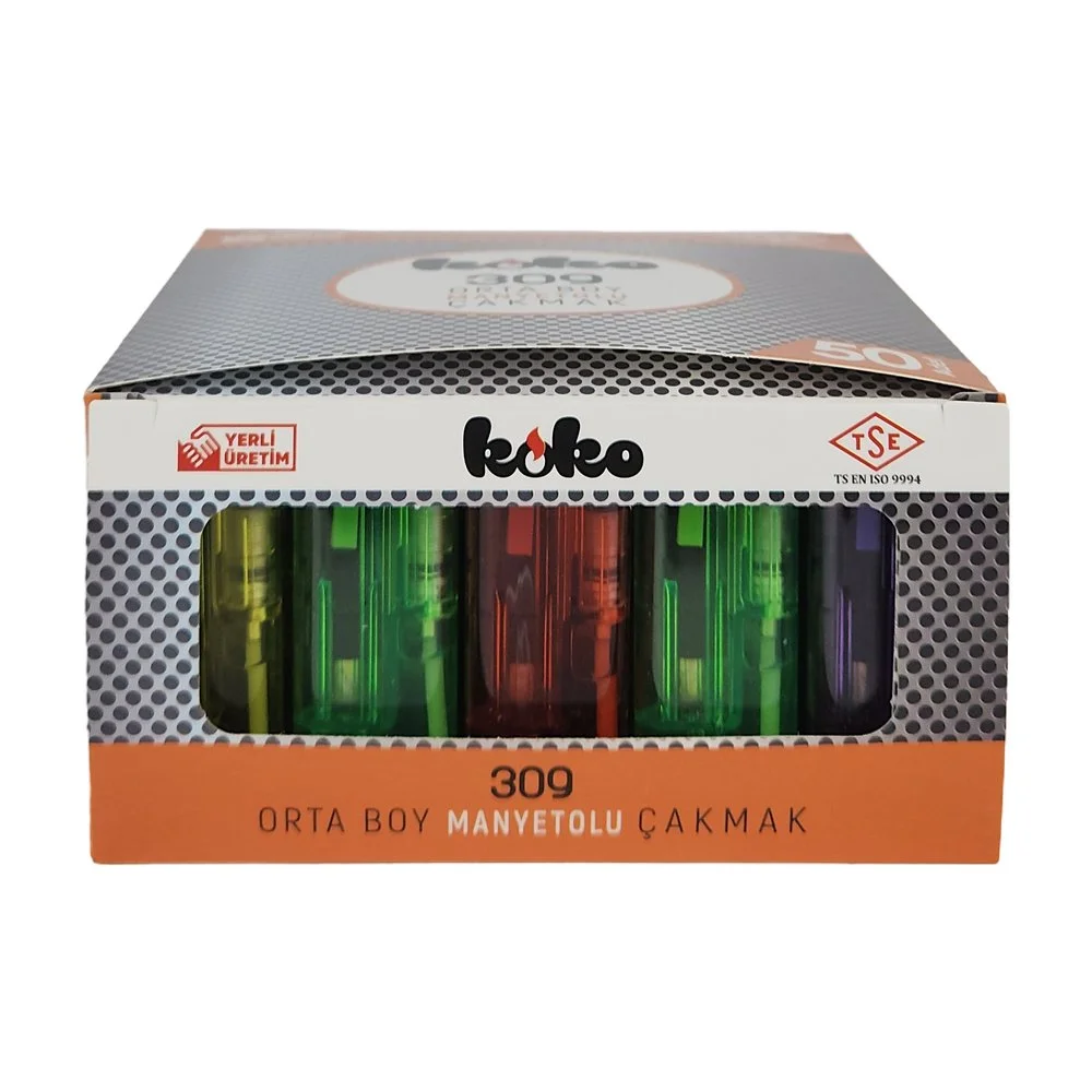 Koko Manyetolu Çakmak 50 Li Şeffaf Cam Doldurulabilir